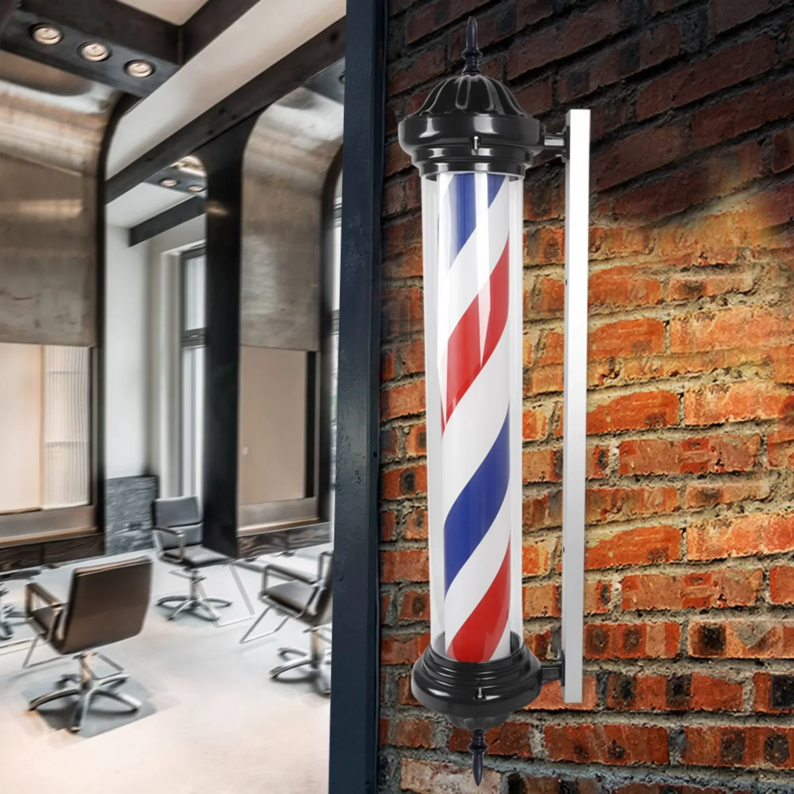 

Bymaocar 41" 3-Colored Barber Store LED Light ,Hair Salon Barber Shop Open Sign,Outdoor Wall-Mounted Rotating Advertising Light