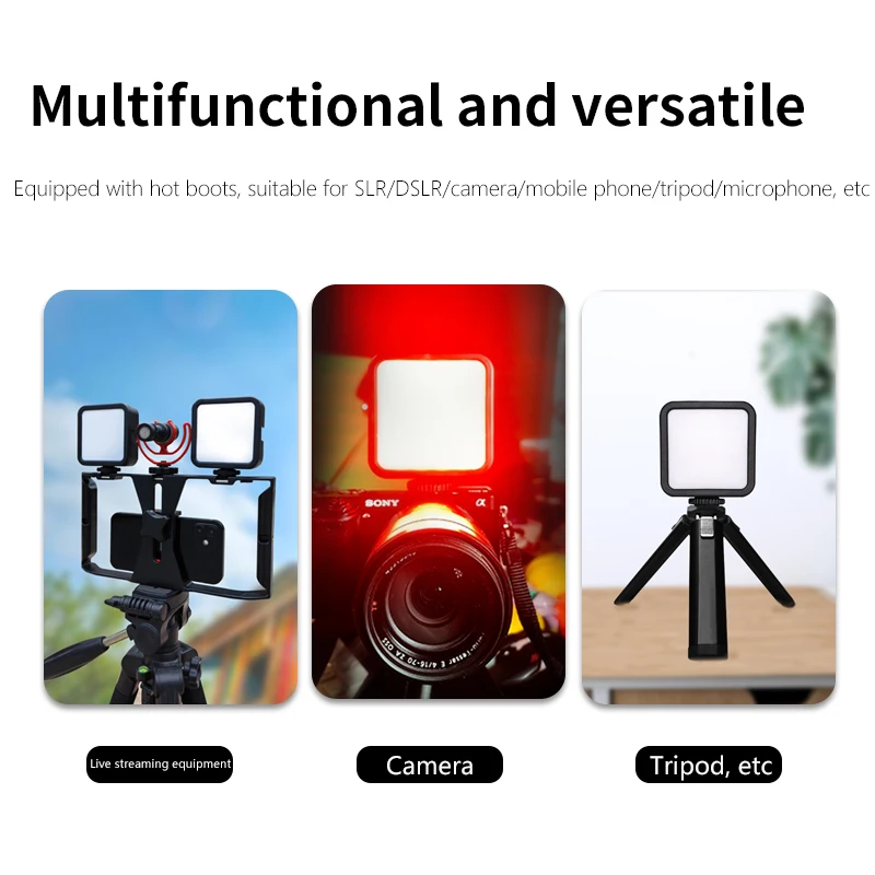 Portable Mini RGB Video Light Photography 6500K LED Fill Lamp Dimmable Hot Shoe Mount Adapter For Canon/Nikon/Sony DSLR Camera view 6