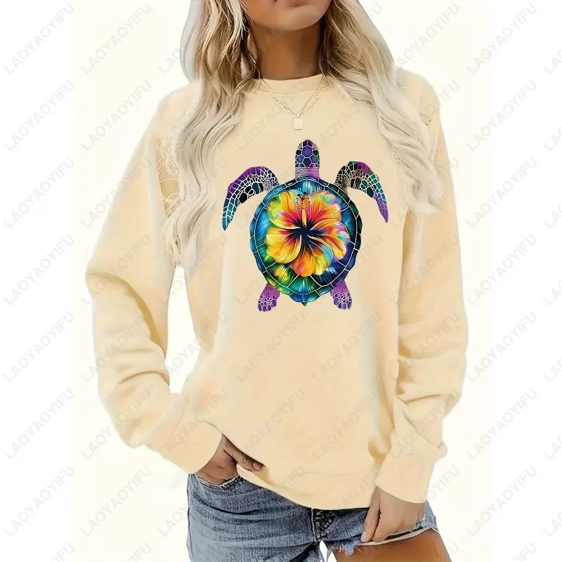 Women Men Black Psychedelic Turtle Hoodie 60s/70s Vintage Style Casual Pullover Vibrant Multicolor Geometric Design Sweatshirt