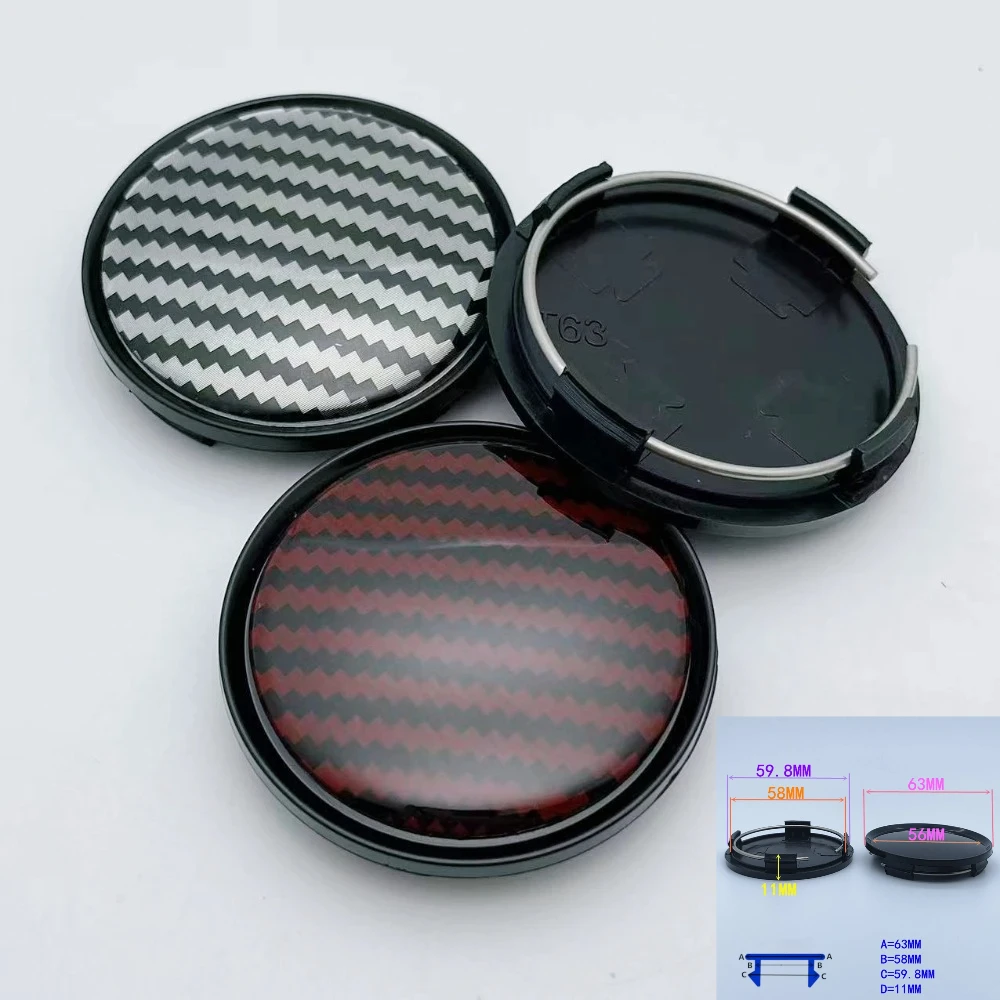 Tampas centrais da roda de carro, 4 unidades, 63mm, com resina epóxi, sem logotipo, emblema, cubo da roda, aro, fibra de carbono, emblema, acessórios para carro
