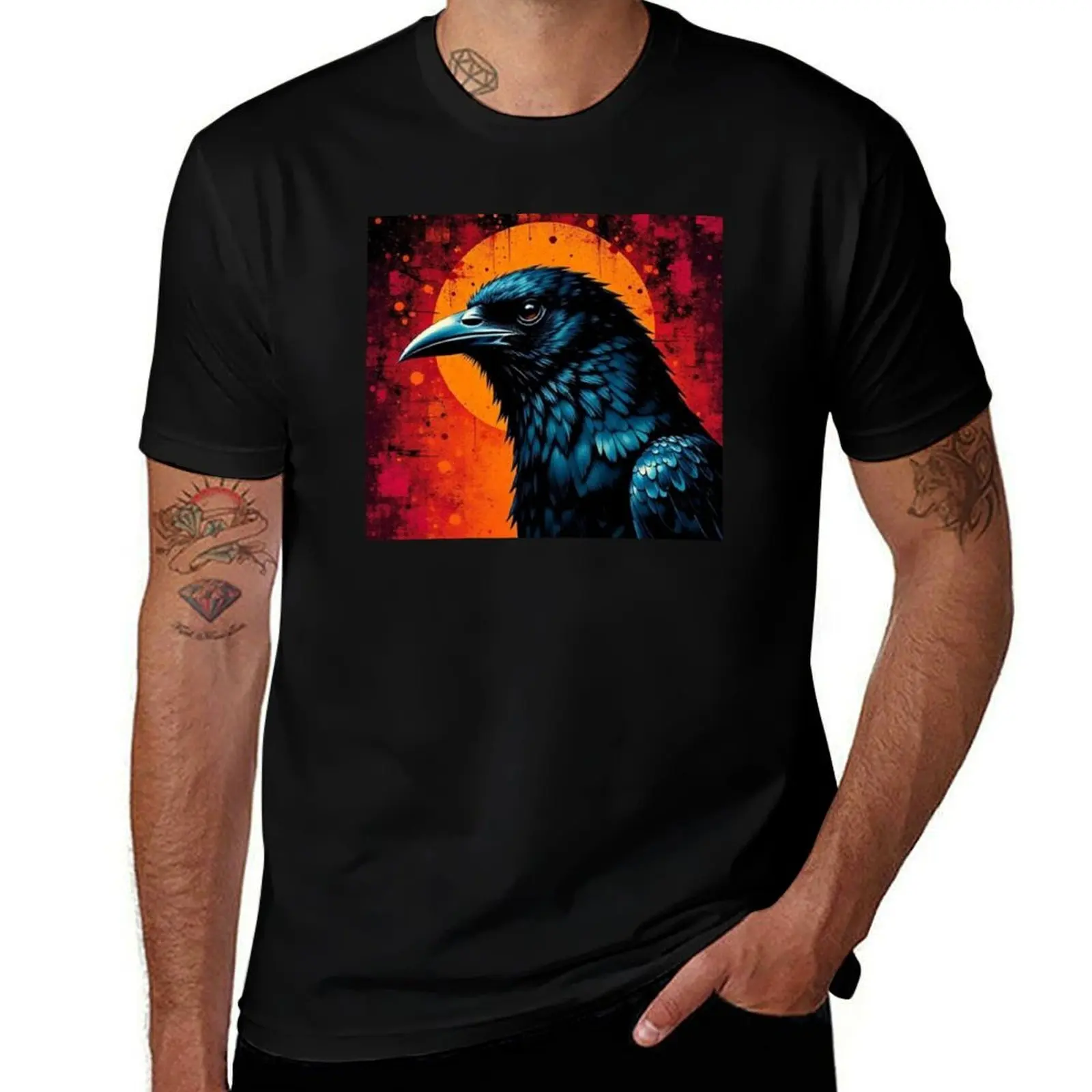 black crow T-Shirt Daily Wear Plain Short Sleeve Shirt