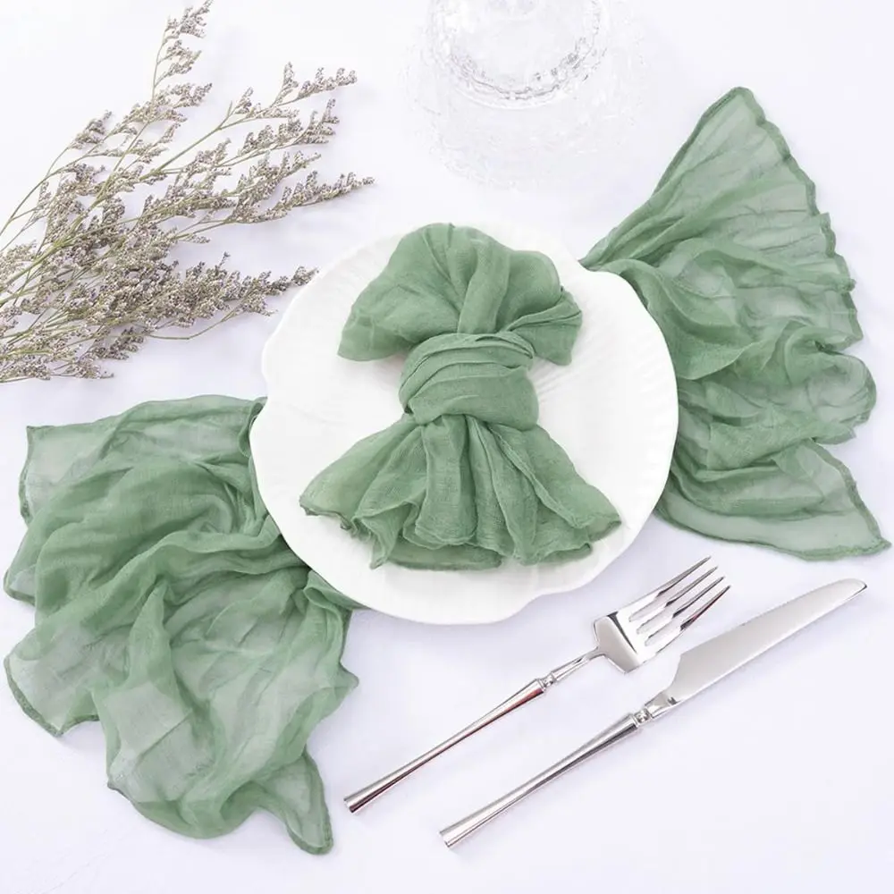 

Green Gauze Cheesecloth Napkin Table placemat Setting Dining Wedding Party Banquet Christmas Banquets Arches Cake Decor