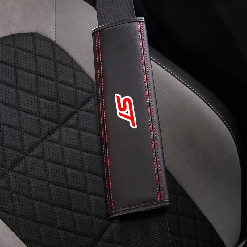 For Ford ST 1pc Cowhide Car Interior Seat Belt Protector Cover For car Auto AccessoriesFor Ford ST 1pc Cowhide Car Interior Sea