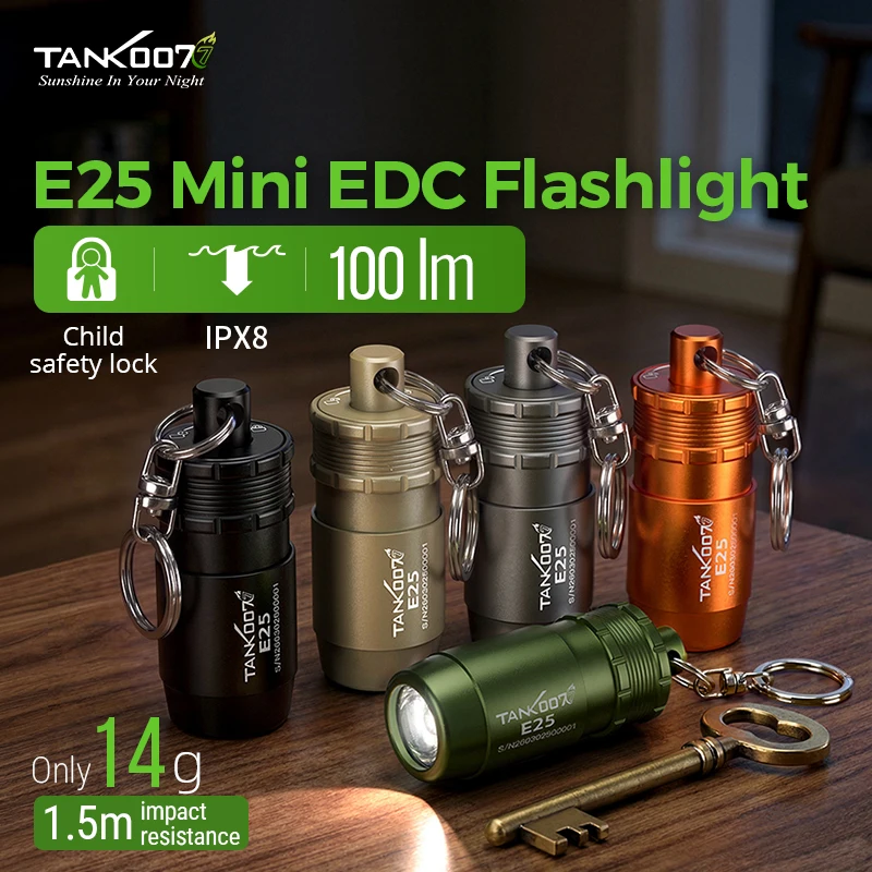 Mini Keychain Flashlight Emergency Light with Built-in Battery Child Safety Lock Portable LED Torch for Outdoor Activities