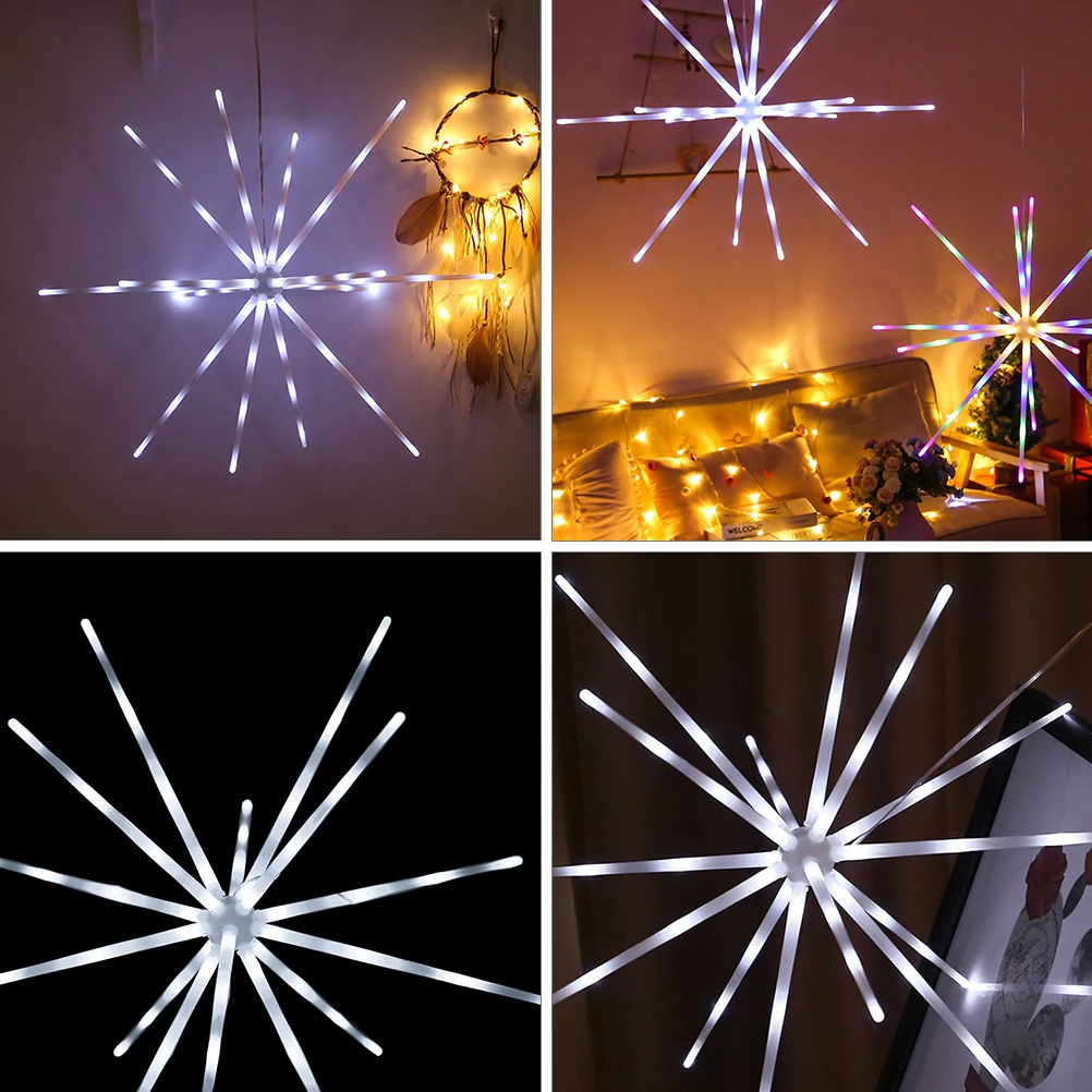 ABS Firework Lamp Plastic LED 2 AA Batteries White Button Remote Control 8 Modes Hanging Decorative Lights for Party Wedding
