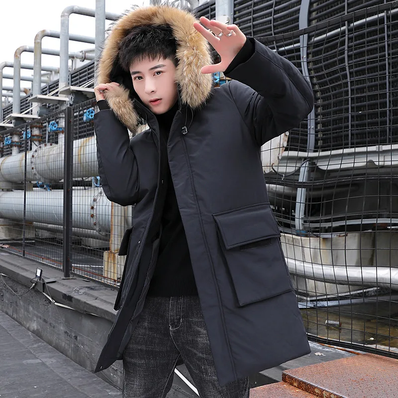 ملابس مبطنة للرجال شتوية سميكة متوسطة وطويلة النسخة الكورية سترة ملابس قطنية فضفاضة ملابس خبز سميكة للشباب #2