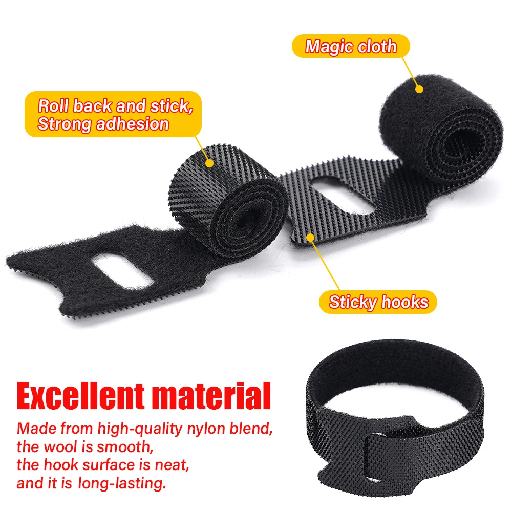 10 Uds. Cinta mágica de nailon autoadhesiva reutilizable, organizador de cables, bridas para ratón, auriculares, gestión de cables, bridas para cables, cinta de aro