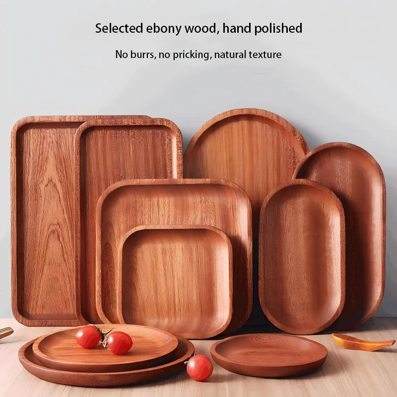Teacup tray, petal tray, Western food disc, ebony tray, solid wood rectangular household tableware