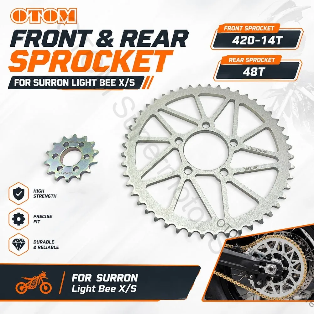 Für Sur-Ron Light Bee Motorrad 420-14T Vorderes Kettenrad 48T Hinteres Kettenrad Stahlplatte Surron LightBee X/S Elektro-E-Bike