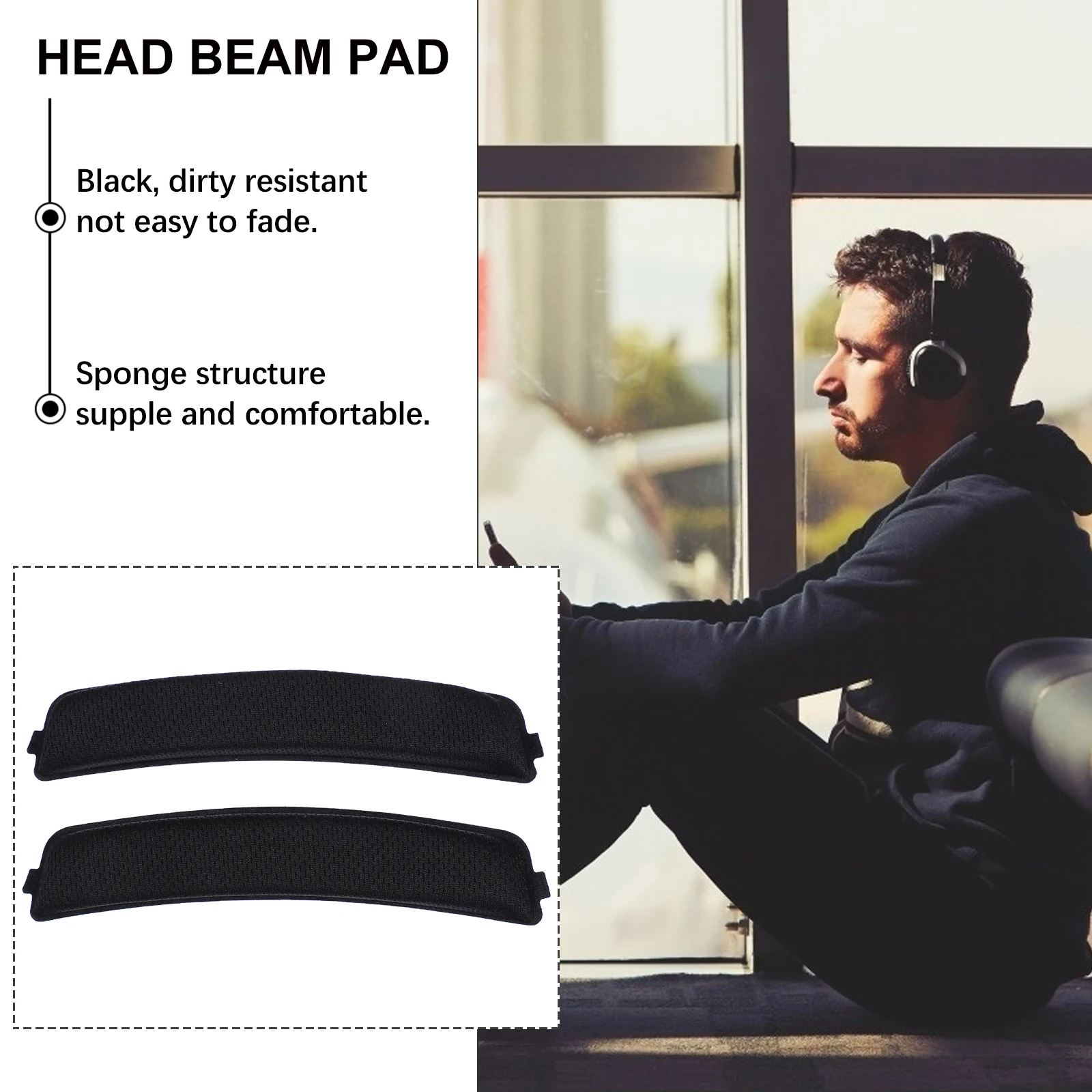 

2pcs Mesh Headphone Head Beam Protector Breathable Anti-shock Cushion Replacement for G633 G933 Durable Headset Cover