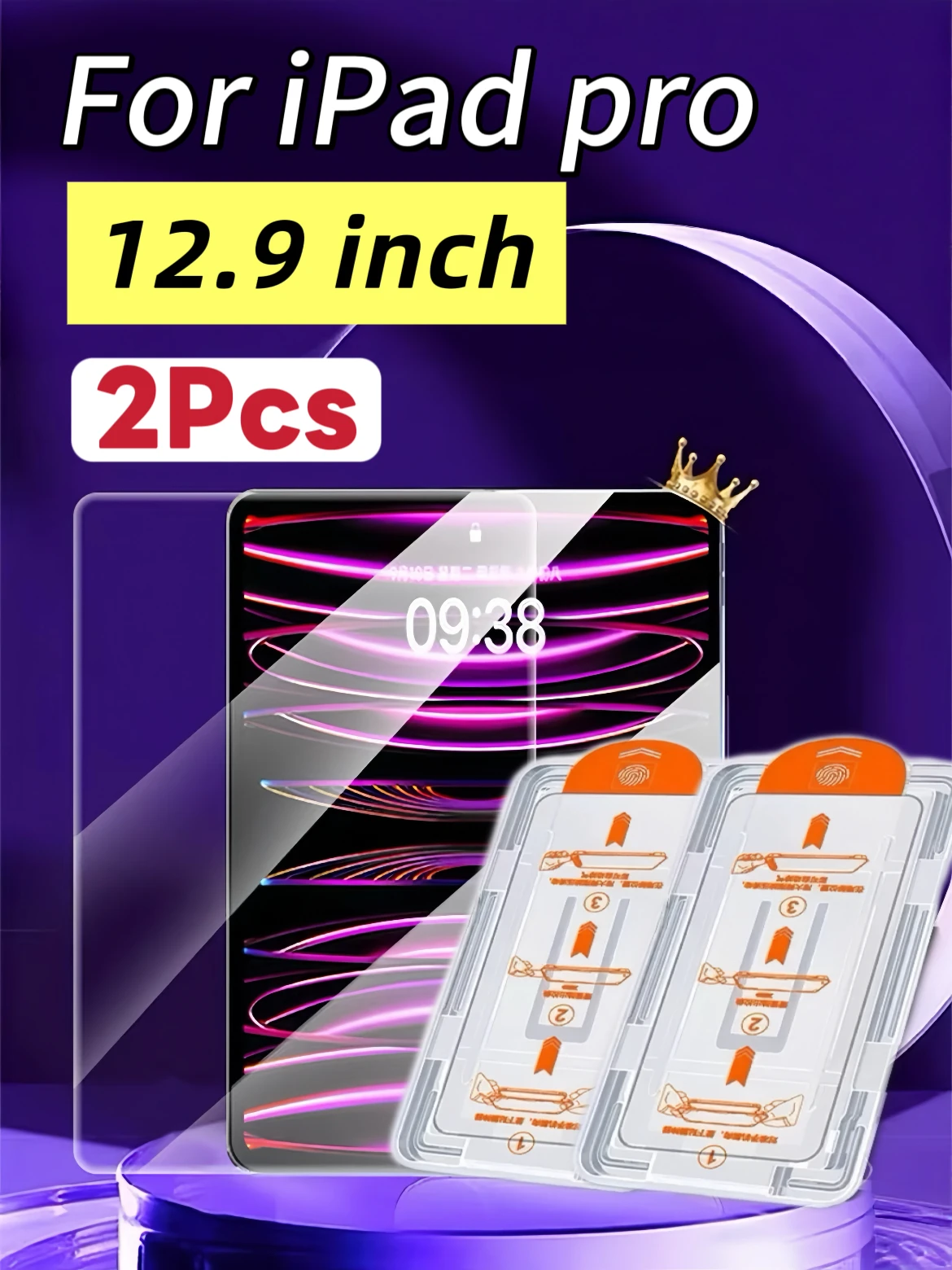 Protetor de tela de vidro temperado de alta definição de 2 unidades compatível com iPad Pro de 12,9 polegadas