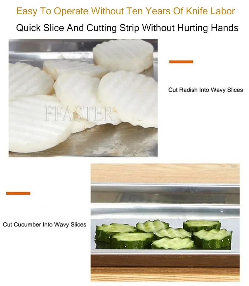 BURUIMU 스테인레스 스틸 상업용 수동 물결 모양의 감자 칩 커터 감자 튀김 야채 과일 절단기