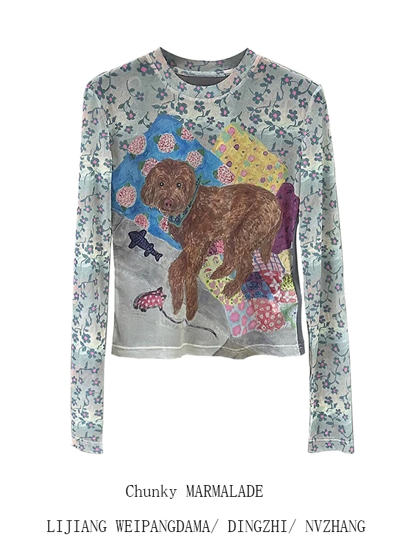 

Женская длинная футболка размера плюс с цветочным принтом, облегающий солнцезащитный тонкий летний топ, корейский Sle Commute Faion