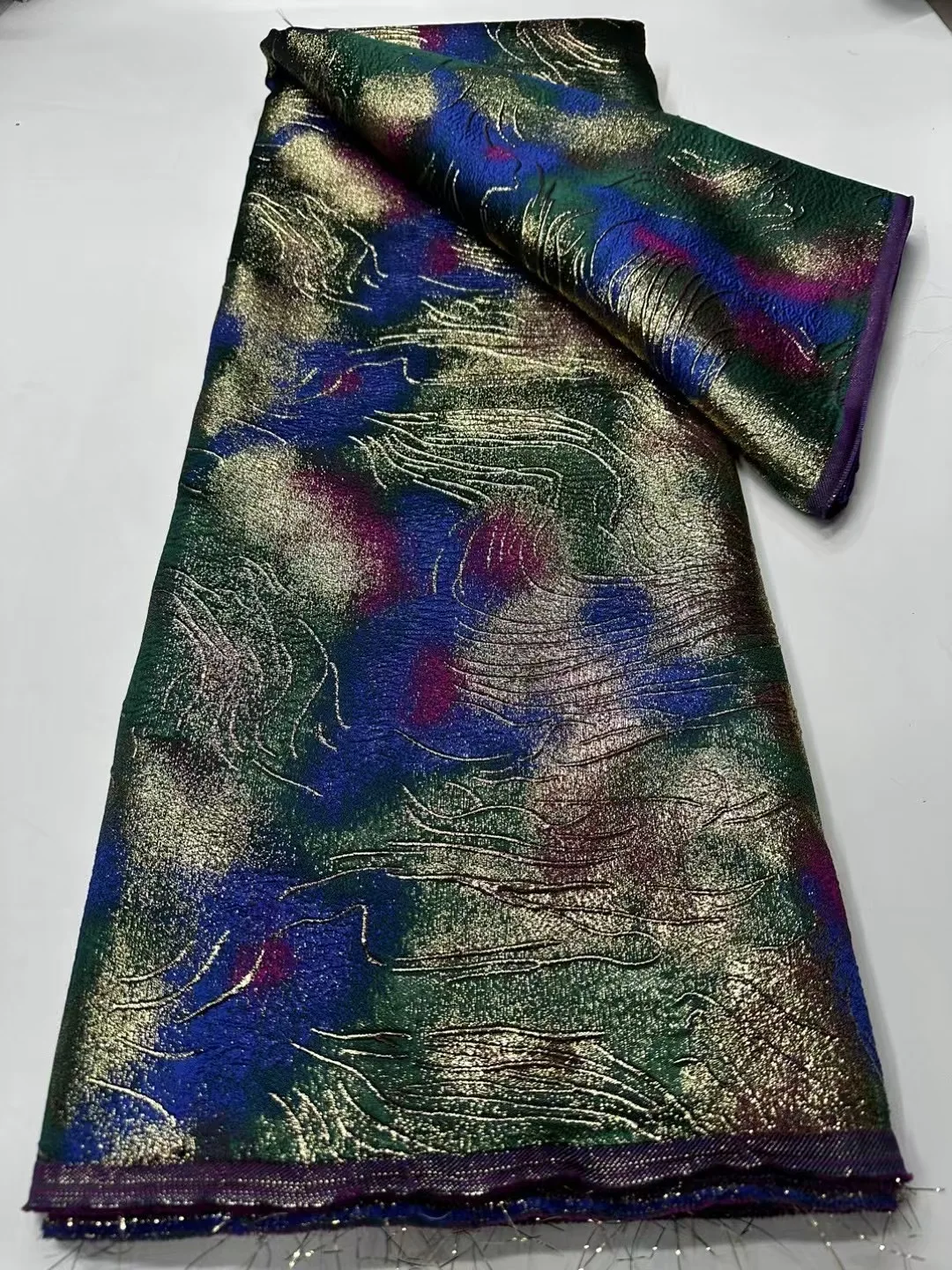 

Luxury African Damask Jacquard Lace Fabric 2025 High Quality 5 Yards Nigerian Brocade Lace Fabric for Women Sewing Dress NCW6304