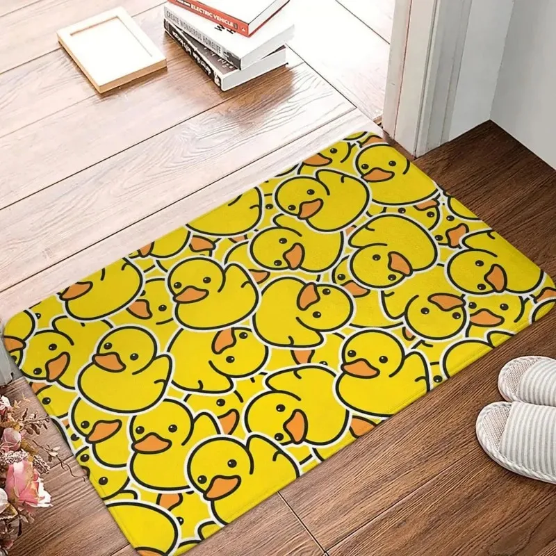 VIKAMA Vollflächig Bedruckte Gelbe Enten-Badematte Cartoon-Stil Badezimmer-Eingangsmatte Charmante Heimdekoration