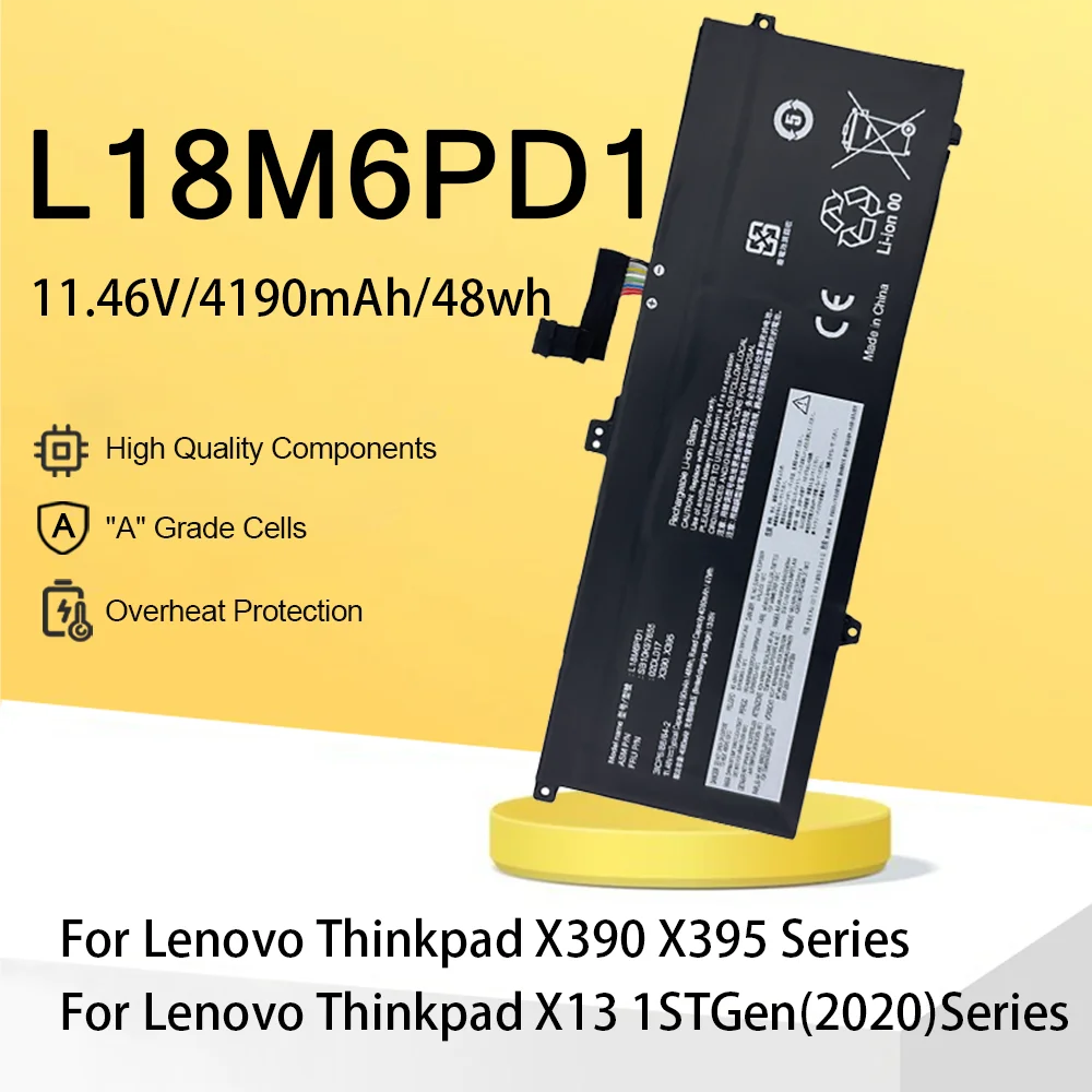 

L18C6PD1 Laptop Battery for Lenovo ThinkPad X390 X395 X13 1st Gen L18M6PD2 L18D6PD1 L18M6PD1