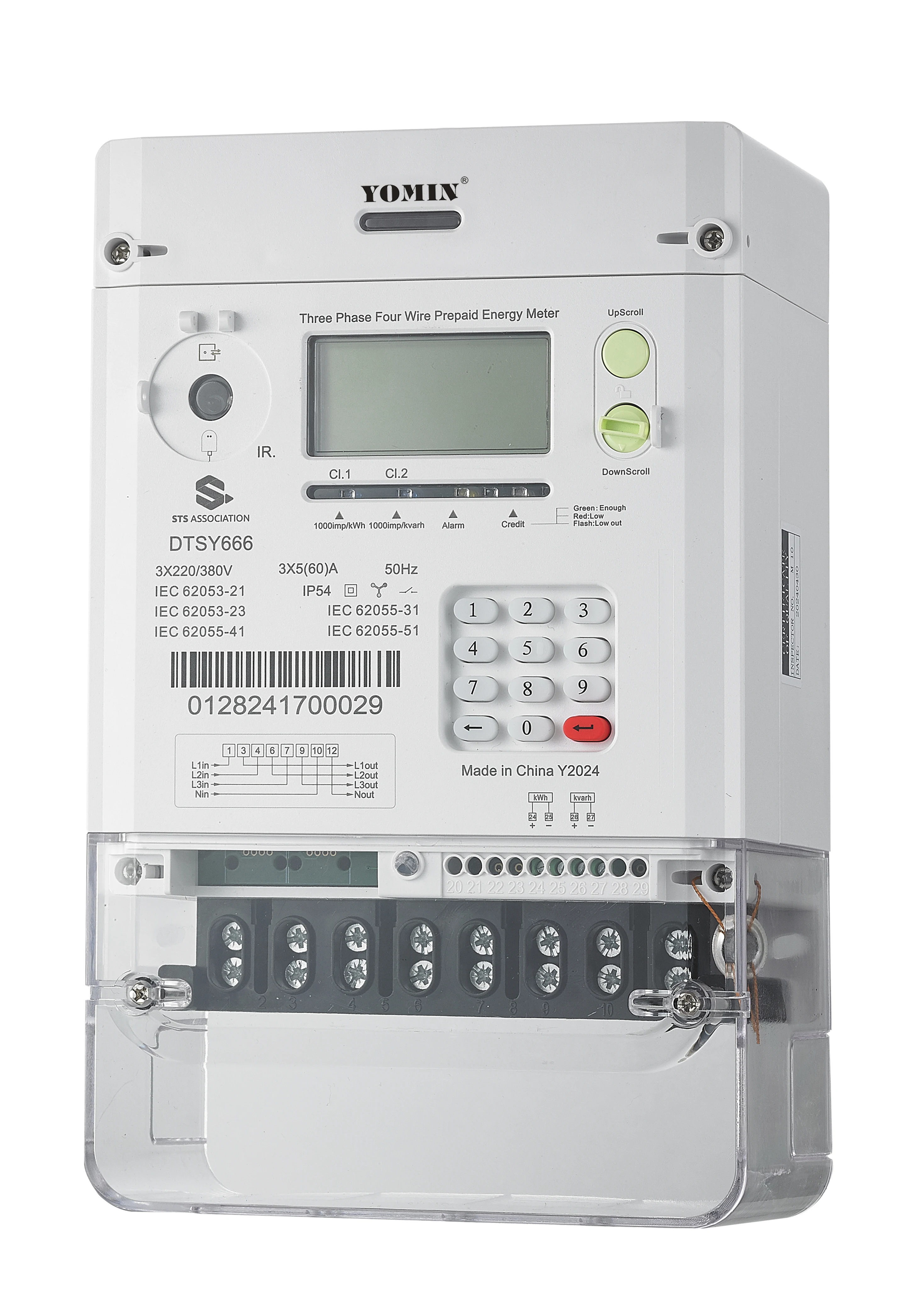 DTSY666  Three  Phase   Four Wire  Smart   STS   Prepaid   Energy   Meter  Plug and Play Module Replaceable Battery GPRS Kwh