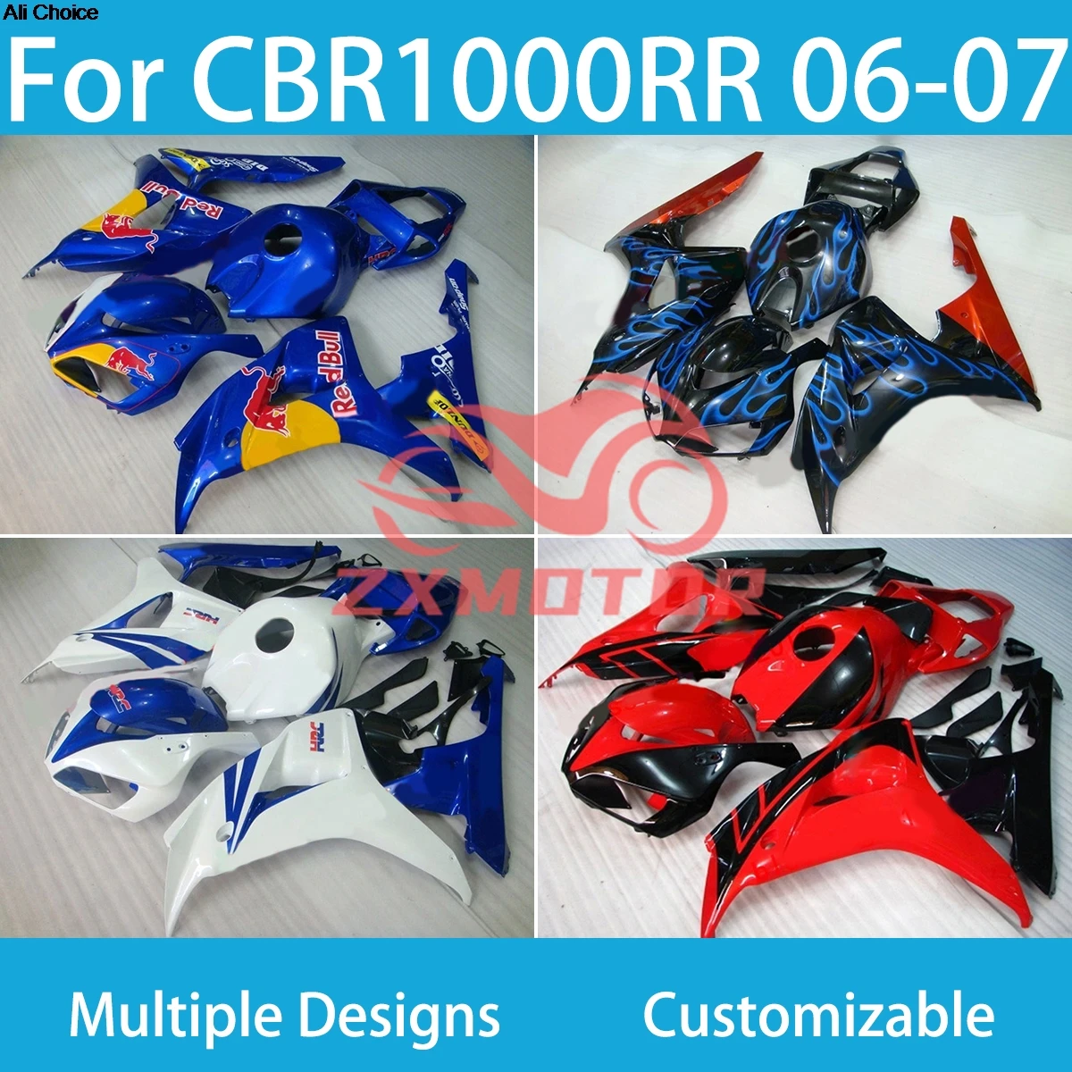 

Обтекатели мотоцикла CBR 1000RR 06 07, обтекатели для HONDA CBR1000RR 2006 2007, литая под давлением часть кузова, настраиваемый комплект обтекателя