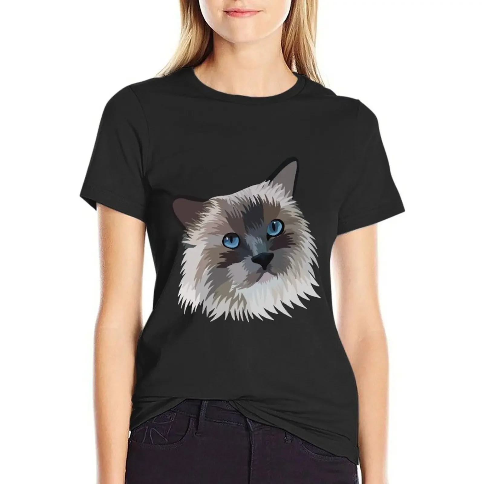 

Ragdoll Cat - Digital Art T-Shirt animal prinfor hippie clothes vintage clothes Woman fashion
