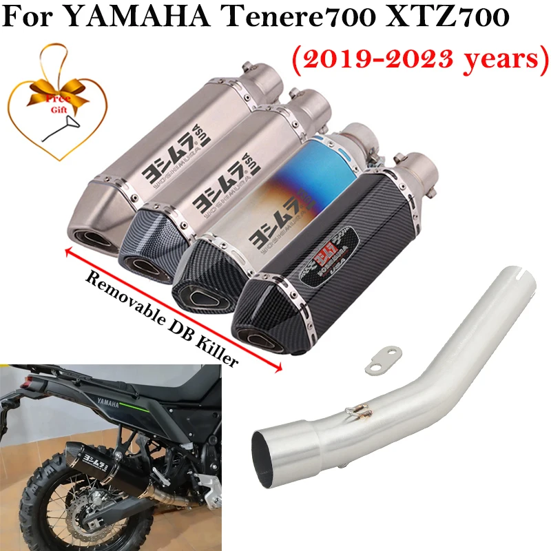 

For YAMAHA Tenere700 Tenere 700 XTZ700 XTZ-700 2019 - 2023 Motorcycle Exhaust Escape Modify Middle Link Pipe Muffler DB Killer