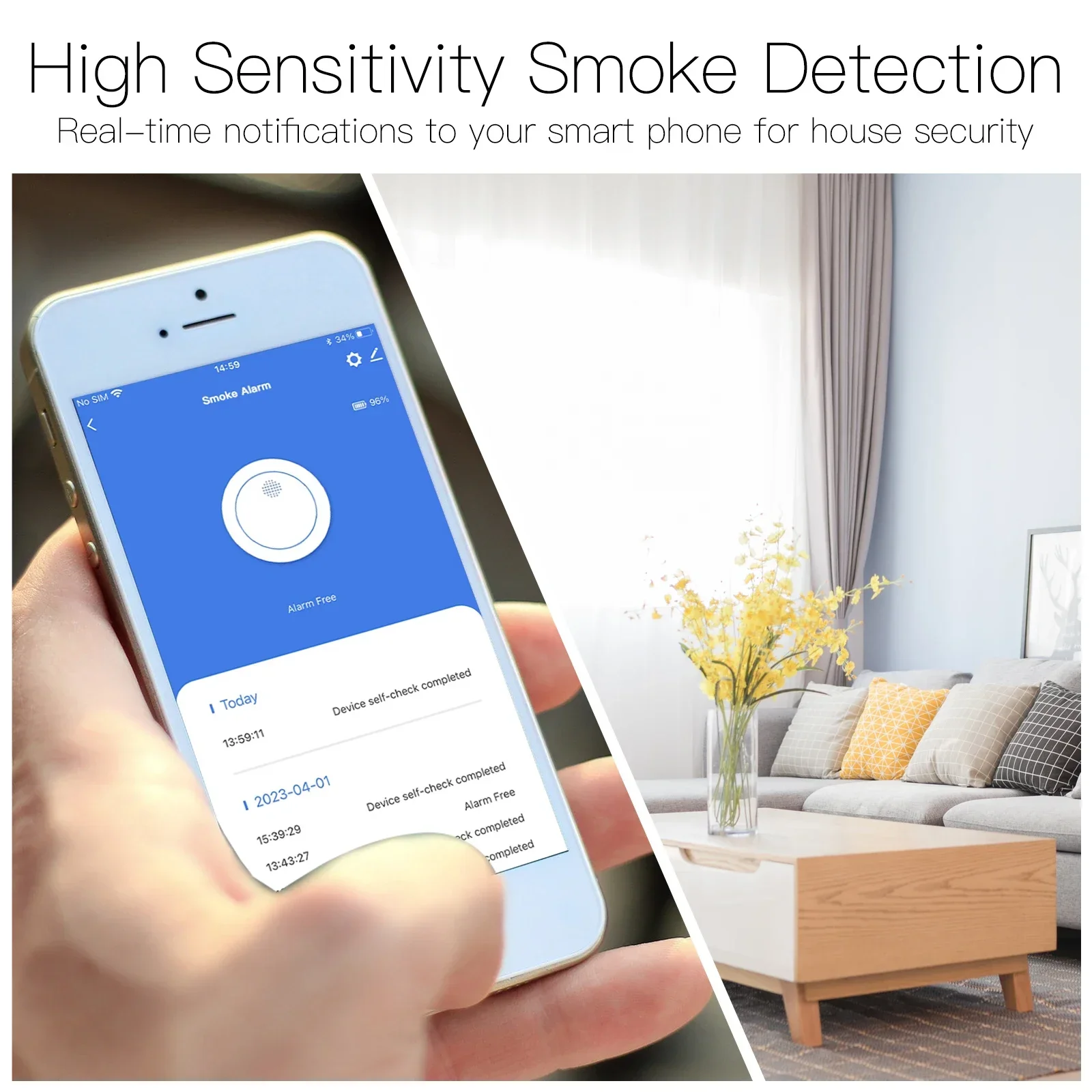 MOES-ZigBee Inteligente Detector De Fumaça Sem Fio, Alarme De Som De Incêndio, Sensor De Sirene, 85dB Sensor, Proteção De Segurança, Casa, Cozinha, Fogo App Alerta