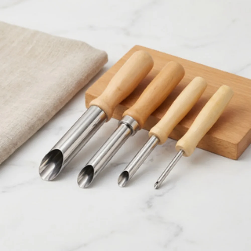 4Pcs Wooden Circular Hole Cutters, Clay Carving Sculpture Tools, Pottery Hollow Punch for Ceramic Art