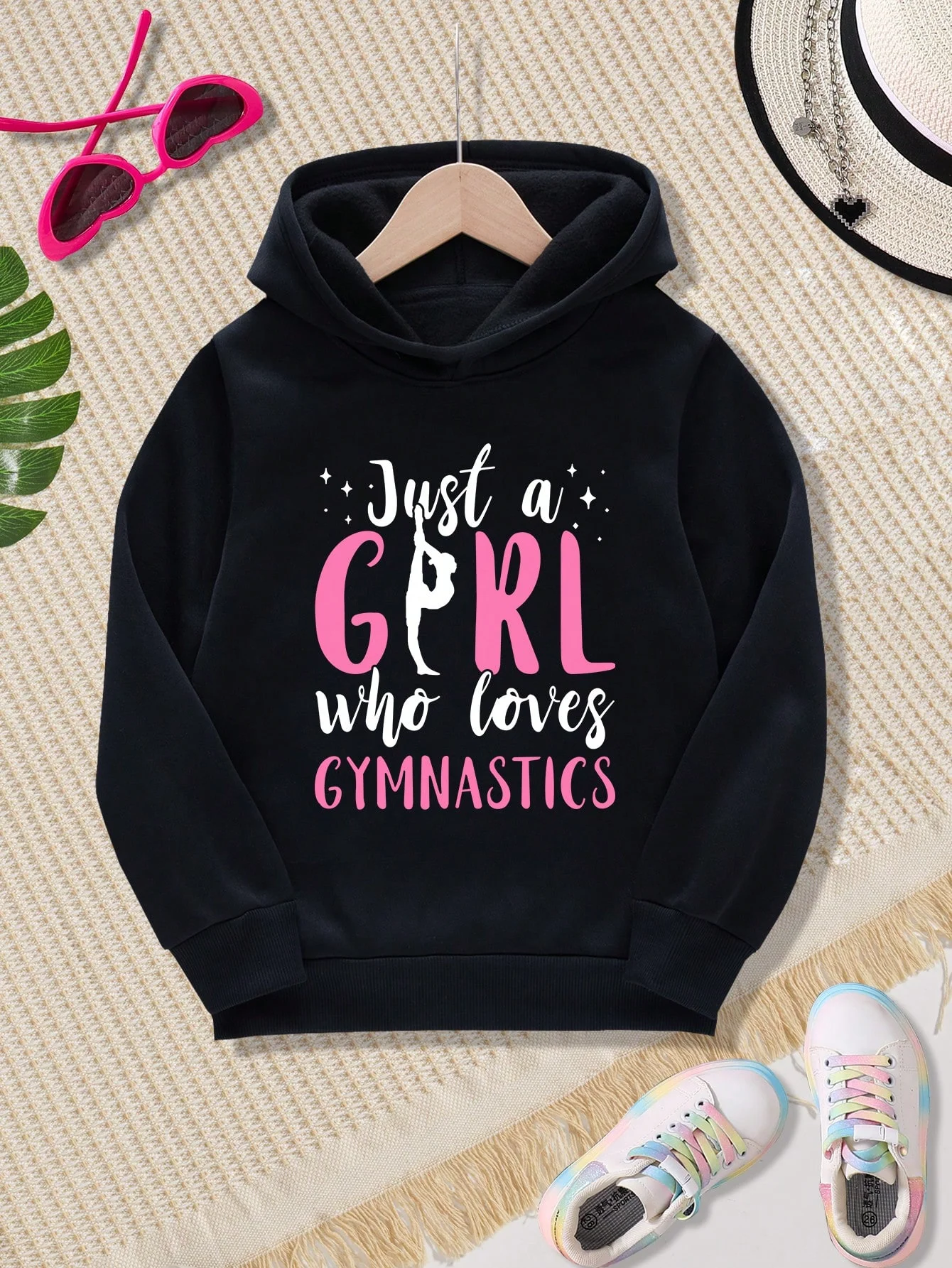 Hot selling new autumn and winter casual young girl gymnastics figure slogan printed hoodie