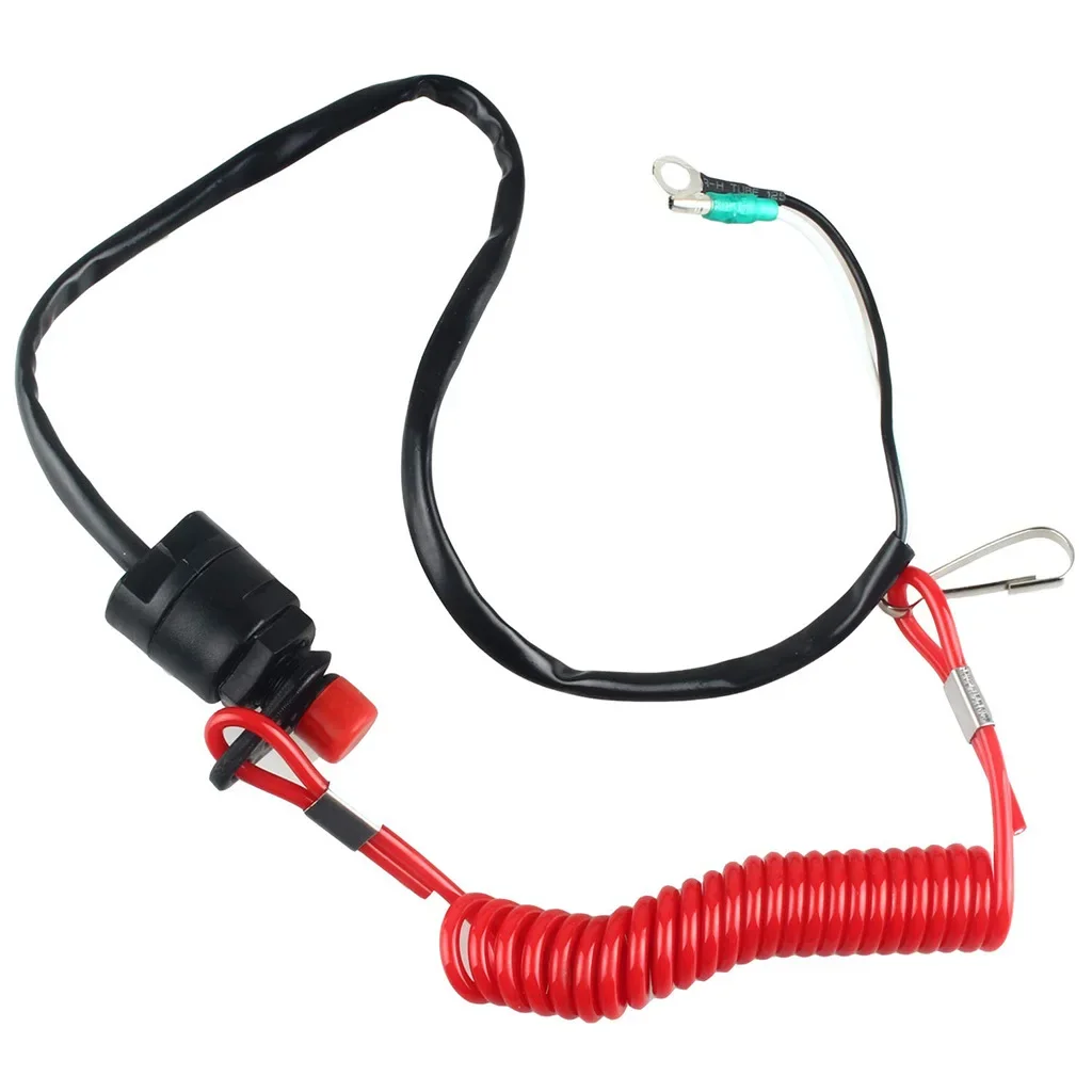 Boat Motor Emergency Kill Stop Switch for Yamaha /Tohatsu Outboard Stop Kill Switch Cut Off Switches with Safety Tether Lanyard