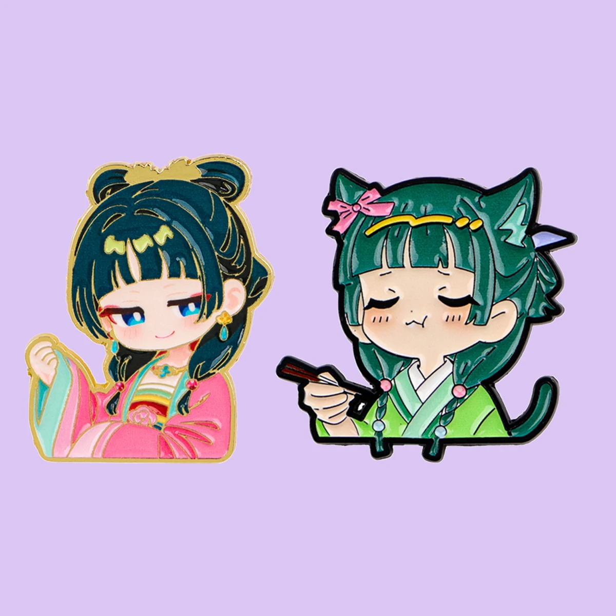 2er-Set beliebter Anime Kawaii Mädchen Emaille-Anstecknadeln Broschen Reversnadeln für Rucksack Kleidung Accessoires Schmuck Freunde Geschenk