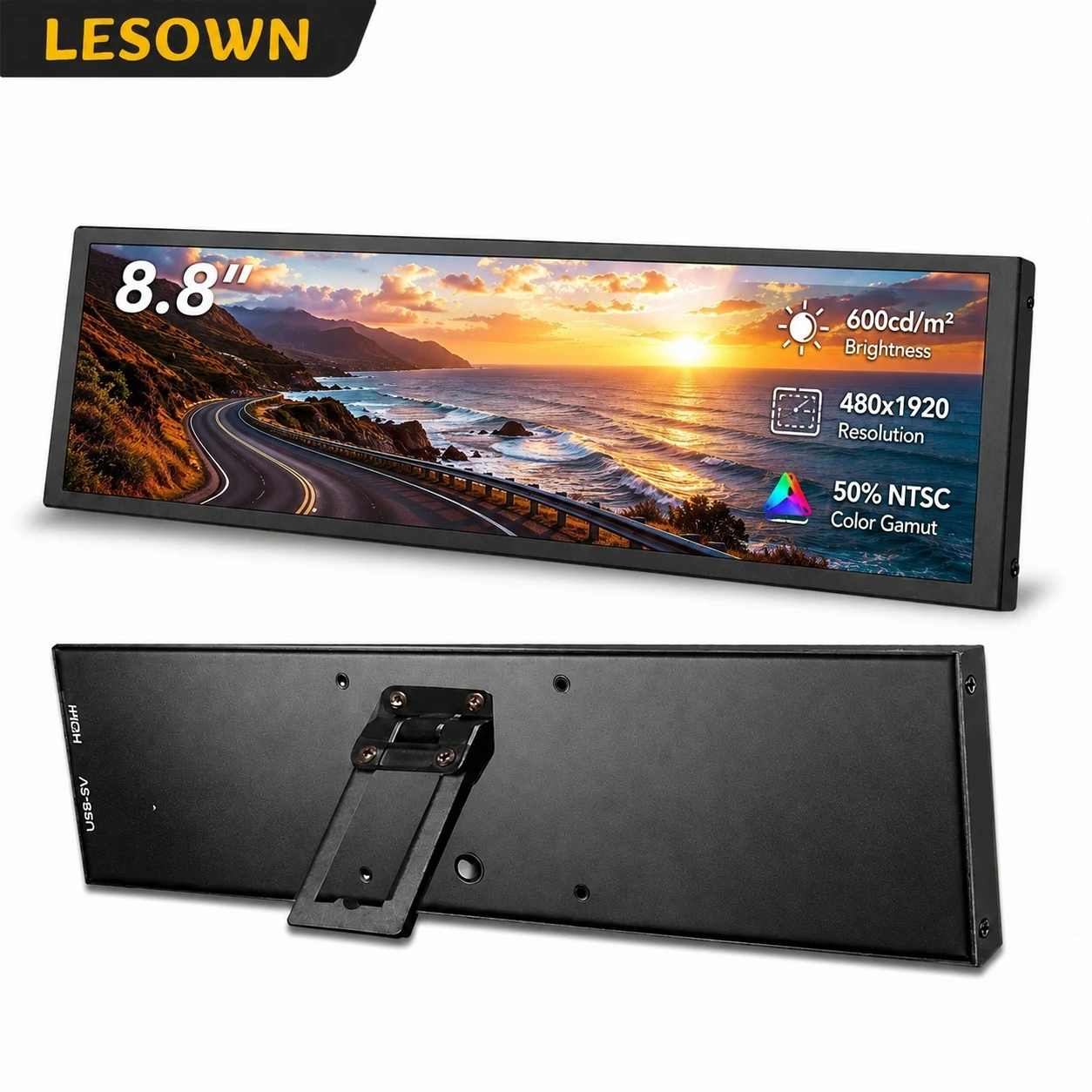 LESOWN 8.8-дюймовый LCD-модуль 480x1920 Full View Bar Display Panel, не требующий драйверов, Mini HDTV, 600 нит, компонентный дисплей