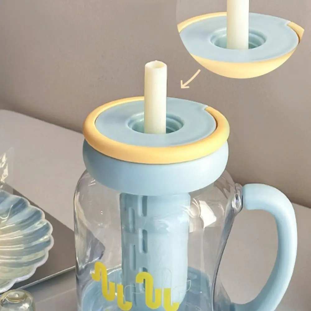 

Creative With Straw Water Sippy Cup Leakproof Plastic Portable Drink Bottle Cartoon 900ml Transparent Bottle Outdoor