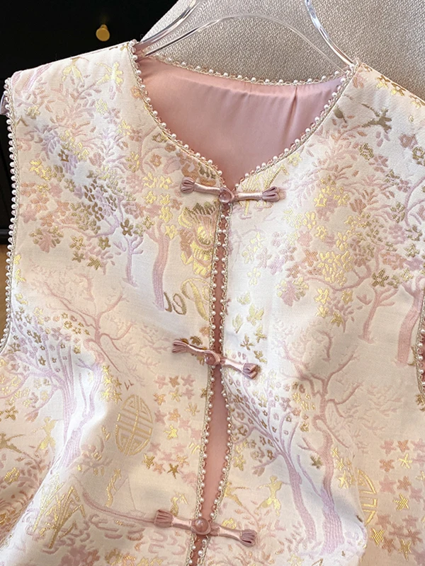 جديد الصينية Sle الثقيلة التطريز الساتان المرأة سترة ربيع 2025 الراقية يشعر الوطنية Sle زر تانغ زي oulder أعلى