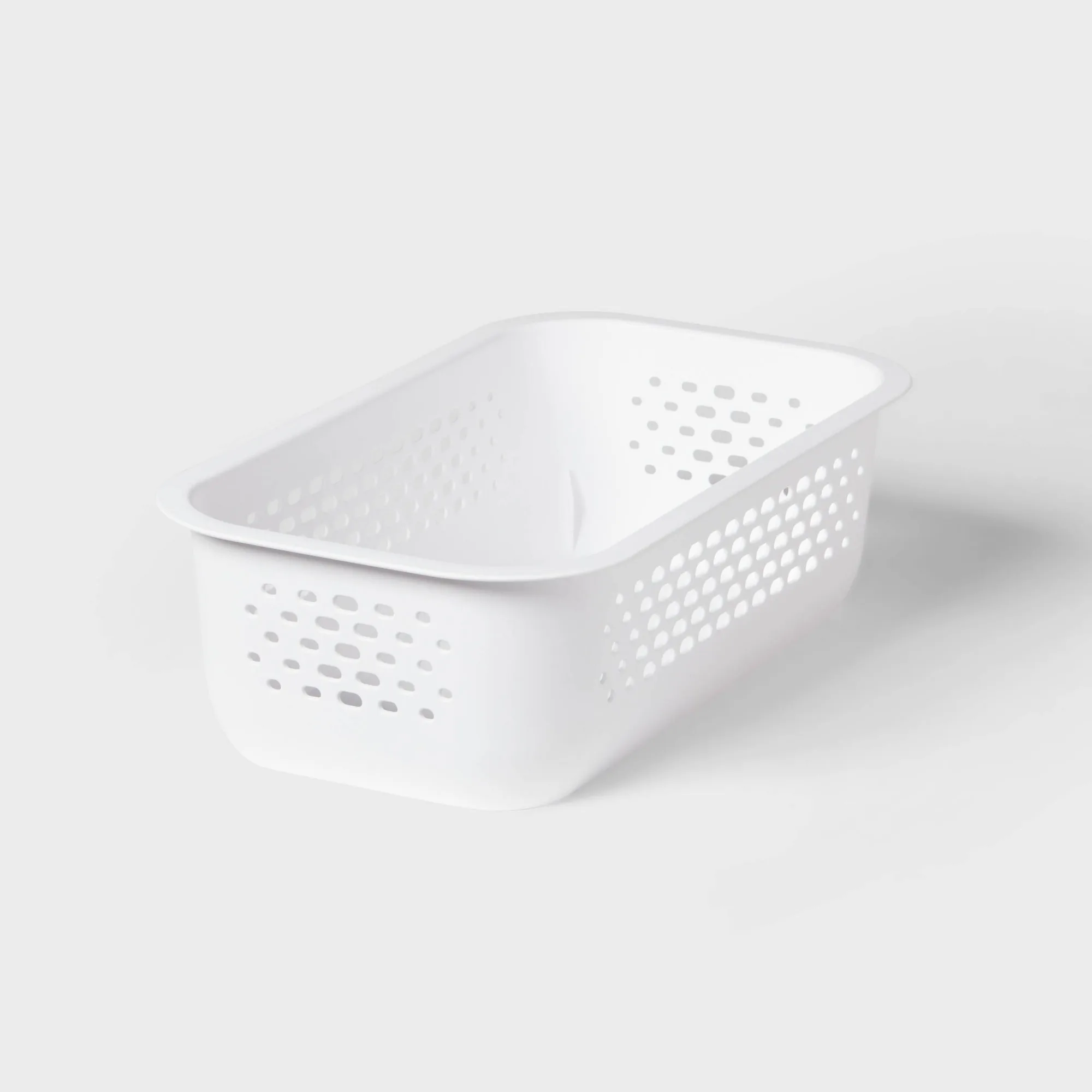 Narrow Decorative Plastic Storage Bin with Handles