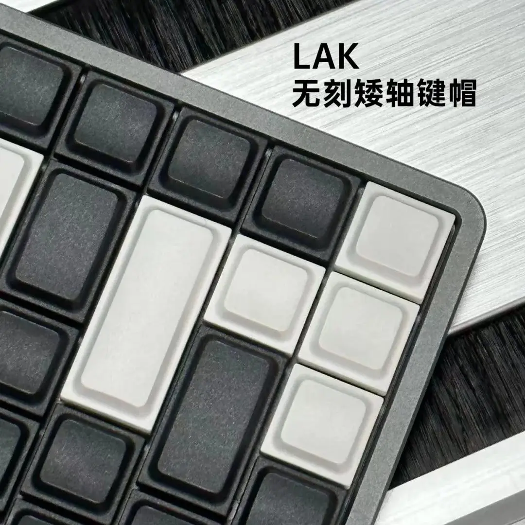 LAK Low Profile Keycaps Set Costom No Carving Black White Gery Artisan Key Caps for 75% Mechanical Keyboard Gaming Accessories
