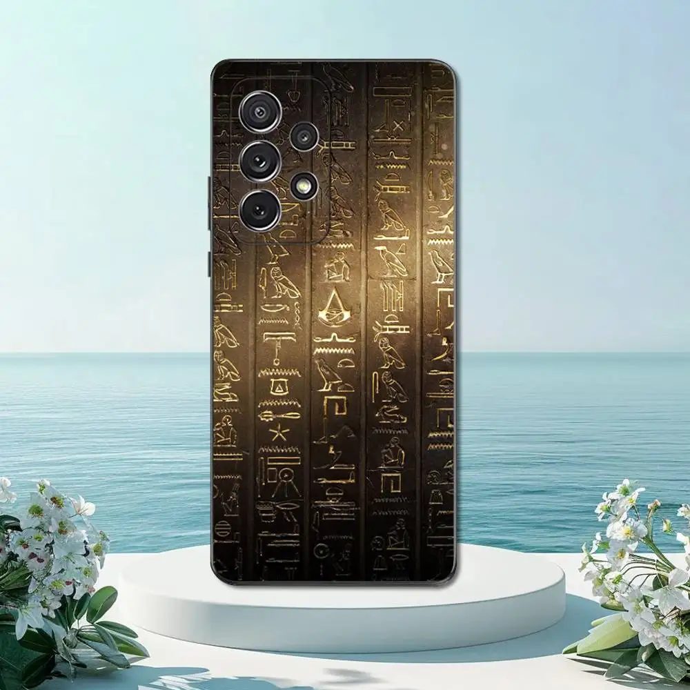 Ancient Hieroglyphics Egypt Phone Case For Samsung S22,S21,S20,S10,S9,S25,S24,S23,Ultra,FE,Plus,Lite,Soft Silicone Black Cover