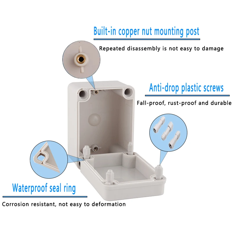 Уличная распределительная коробка, серая/прозрачная крышка IP67, водонепроницаемый корпус из АБС-пластика, винтовое уплотнение кабеля, Пластиковые чехлы для электроники