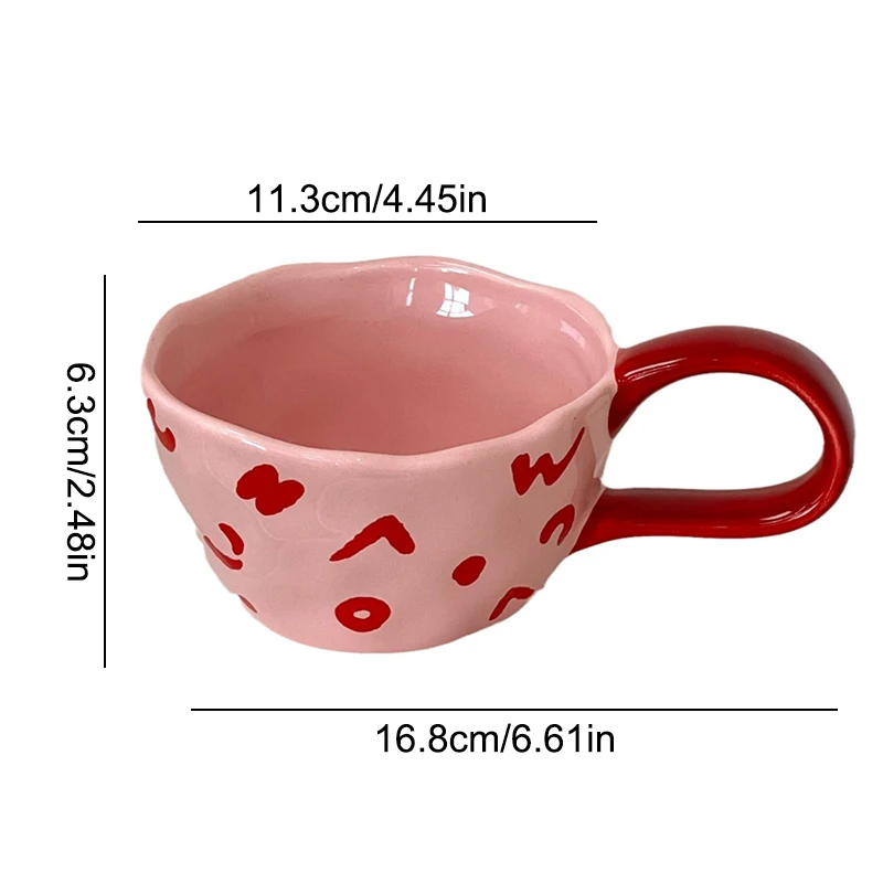 Caneca cerâmica irregular, mão pinçada carta vermelha, xícara de café, caneca de chá, caneca de aveia, presente de aniversário, estilo coreano, 300ml