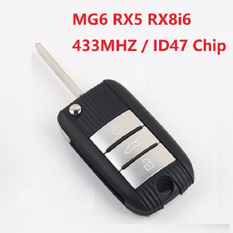 Remote Control 433mhz id47 For MG ZS MG6 Folding Key Smart Chip Replacement