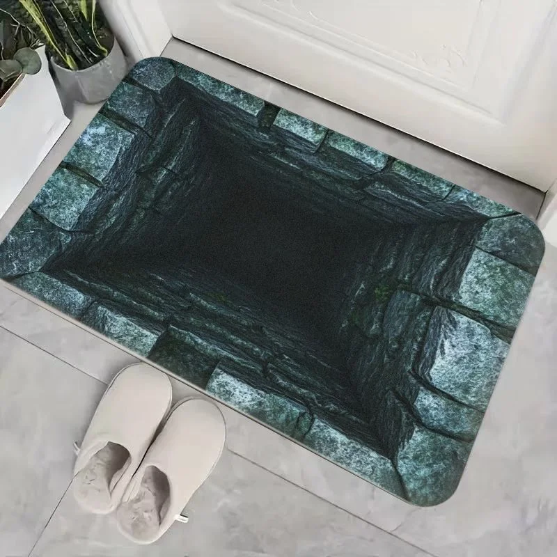 VIKAMA Retro Stone Tunnel Depth Visual Illusion Entrance Door Mat Foyer Bathroom Entrance Home Carpet Home Decoration