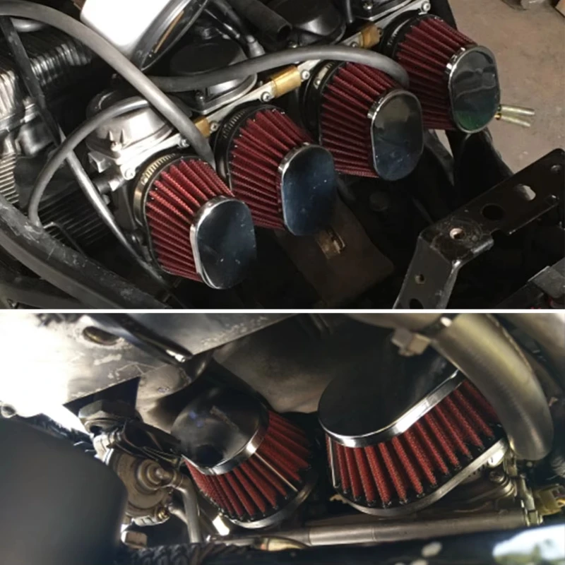 51/55/60mm Universal Cold Air Intake Filter Sport Motorcycle Air Mushroom Head Filter Washable Reusable High Flow Air Filter