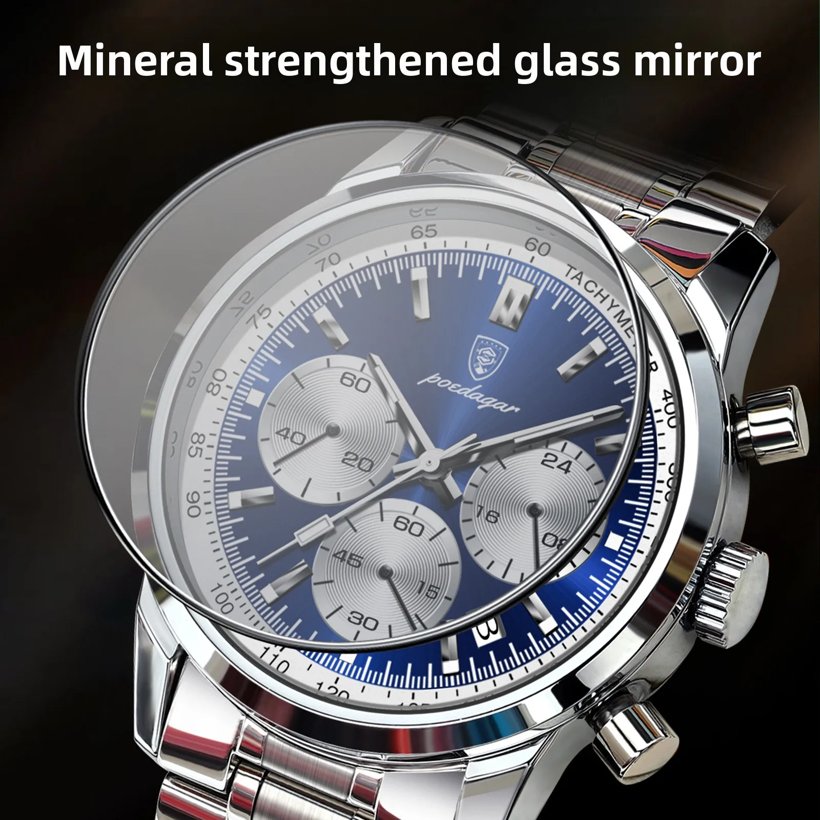 Luxe herenhorloge waterdicht lichtgevend chronograaf datumhorloge voor heren roestvrij staal militaire sport heren quartzhorloges