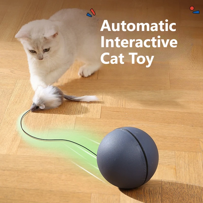 Automatisches interaktives Katzenspielzeug – intelligentes Kätzchen-Rollball, bewegliches Ball- und Mausspielzeug, Katzenspielzeug zum Aktivieren und Bewegungen