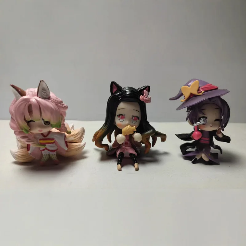

1pcs random style New Anime Demon Slayer Halloween Q Version kawaii Action Figure PVC Model Toys Doll Decor Collectible Gifts