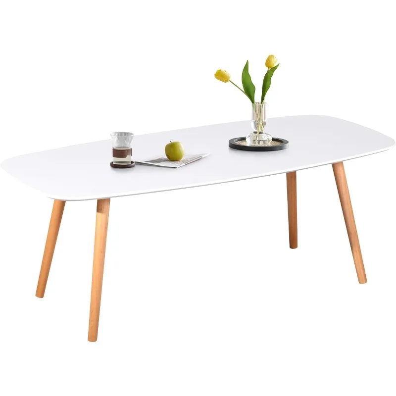 

Modern Coffee Table 43.3 Inch Rectangular Minimalist Style Center Table, Simple Wood Cocktail Table for Living Room