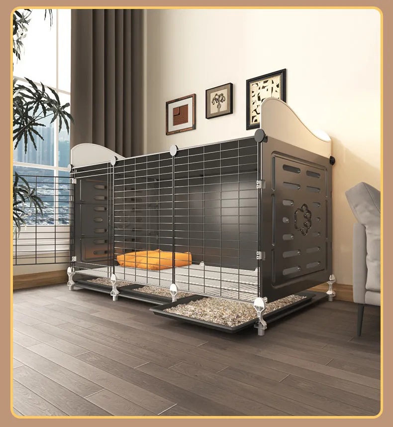 

Raised dog cage villa Small dog large space One bedroom, one living room, one bathroom with toilet Separate