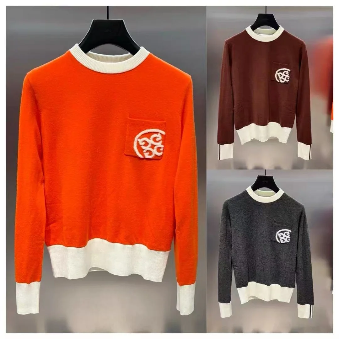 

Women's Golf Sweater with Embroidered Round Neck, Soft, Comfortable, and Versatile