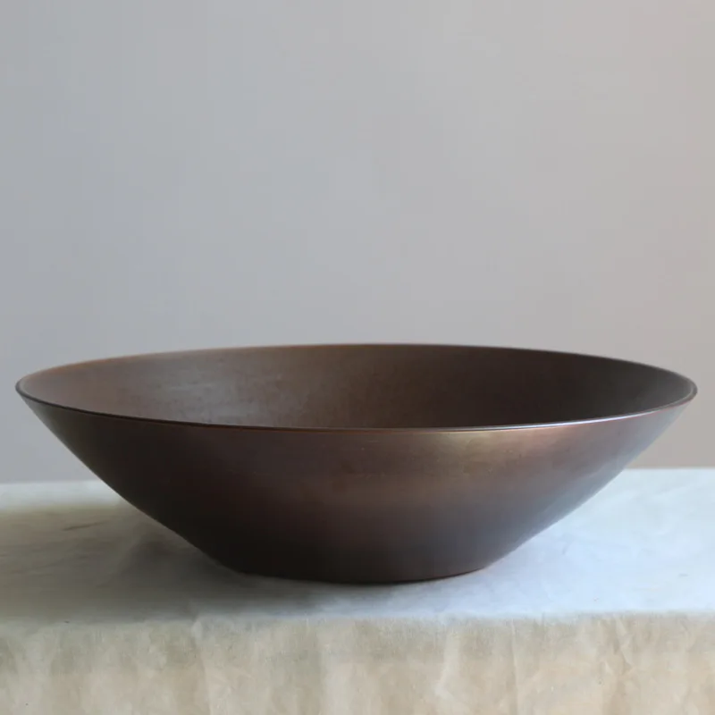 Large-mouth pot flower arrangement, sword mountain utensils, flower pots, small plain flow plates, ceramics, Zen classical large