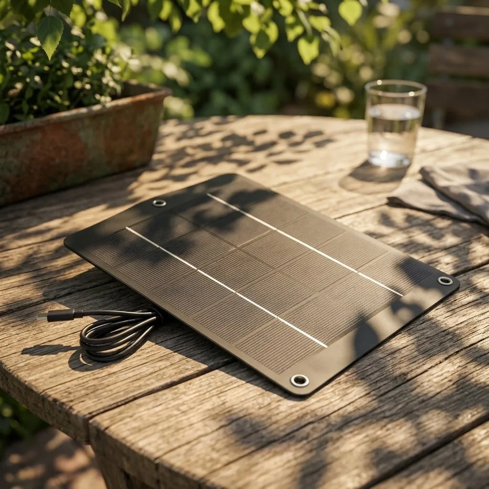 6W Solar Charging Panel USB-C Output Monocrystalline For Outdoor Lights Security Camera Mobile Phone Power Supply Kit