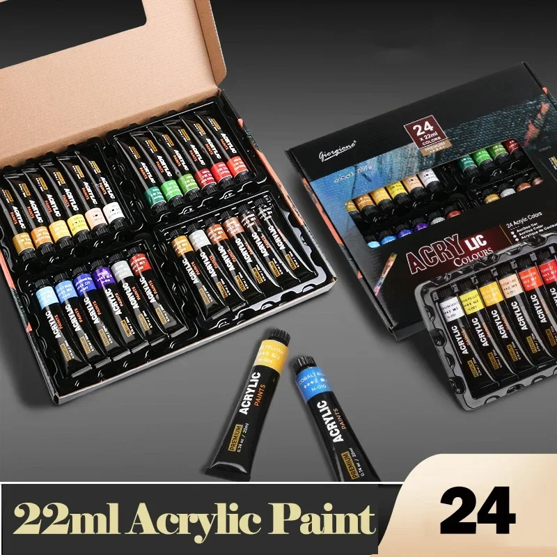 

Waterproof 24 Colors Professional Acrylic Paints 22ml Tubes Drawing Painting Pigment Hand-painted Wall Paint For Artist DIY