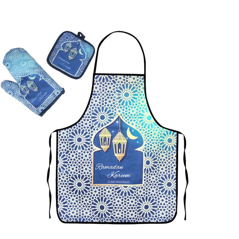 Eid Mubarak Kitchen Aprons Baking Anti-Hot Gloves Muslim Islamic Home Ramadan Party Decoration Ramadan Kareem Cooking Decor